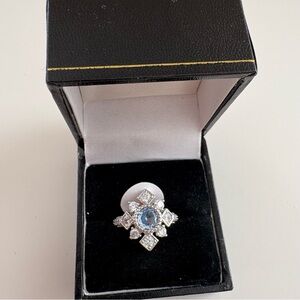 Bomb Party Snowflake Diva Ring RG45599 Aquamarine Spinel Rhodium Plating
